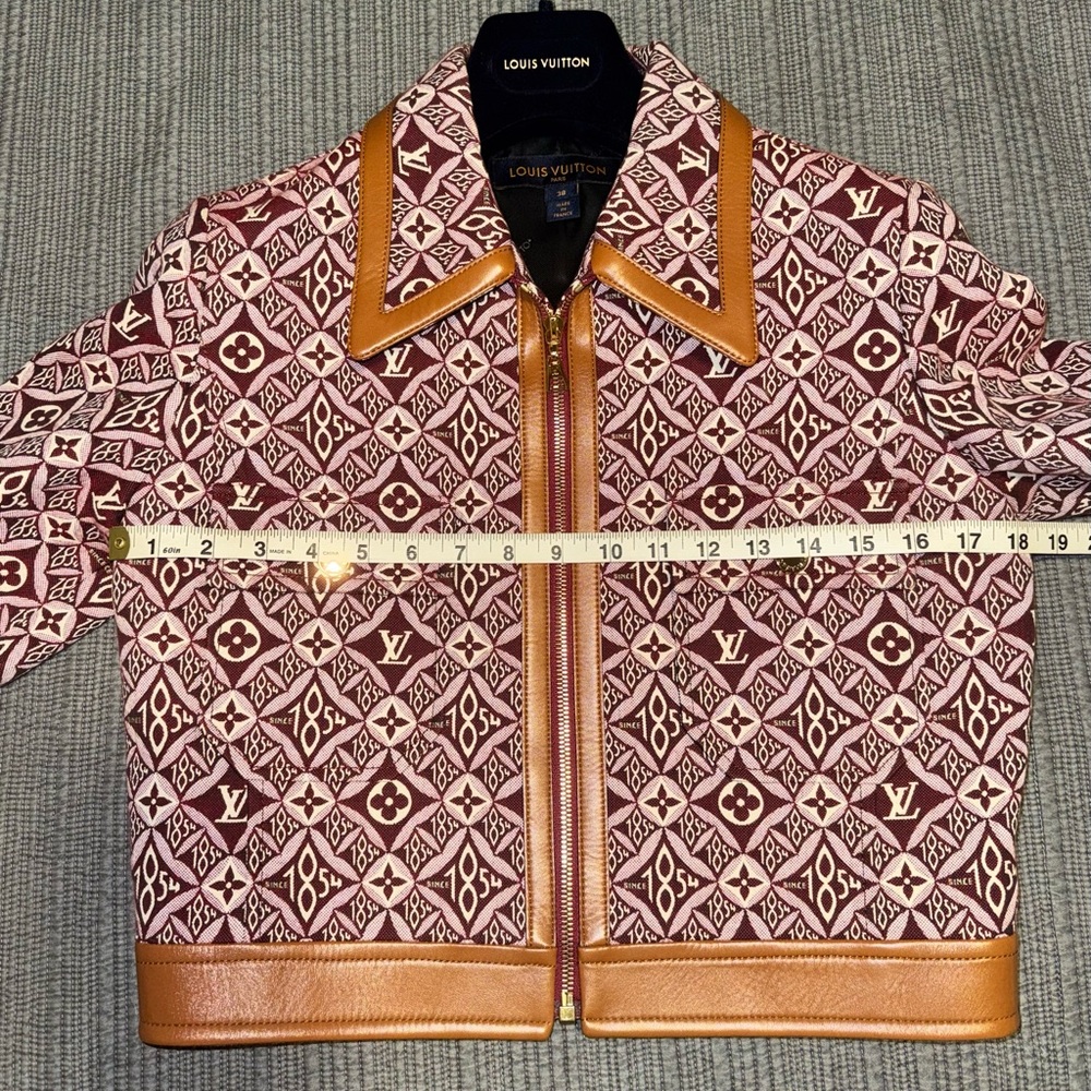 Louis Vuitton Women's Since 1854 Boxy Zipped Jacket in Burgundy & Brown Leather - Picture 13 of 13